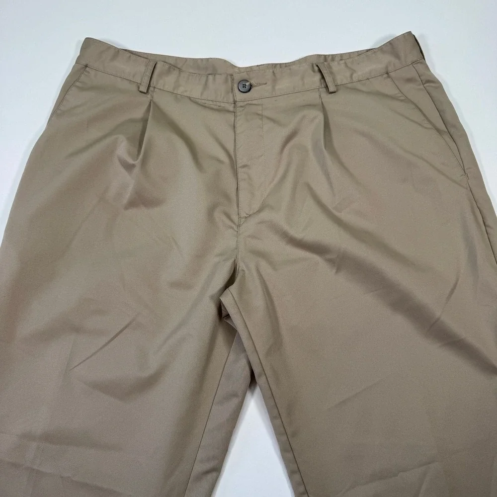 Adidas Climalite Golf Pants Mens 36x30 Khaki Pleated Lightweight Performance